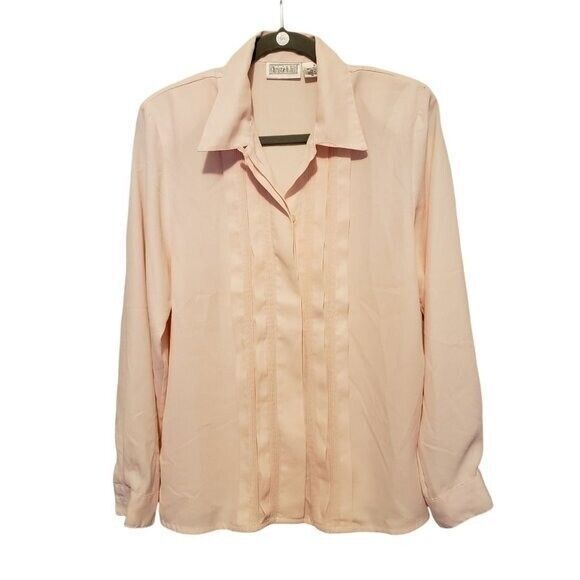 Christie & Jill Womens Sz 8 Pink  Solid Long Sleeve Button Up Blouse Shirt - Picture 1 of 8